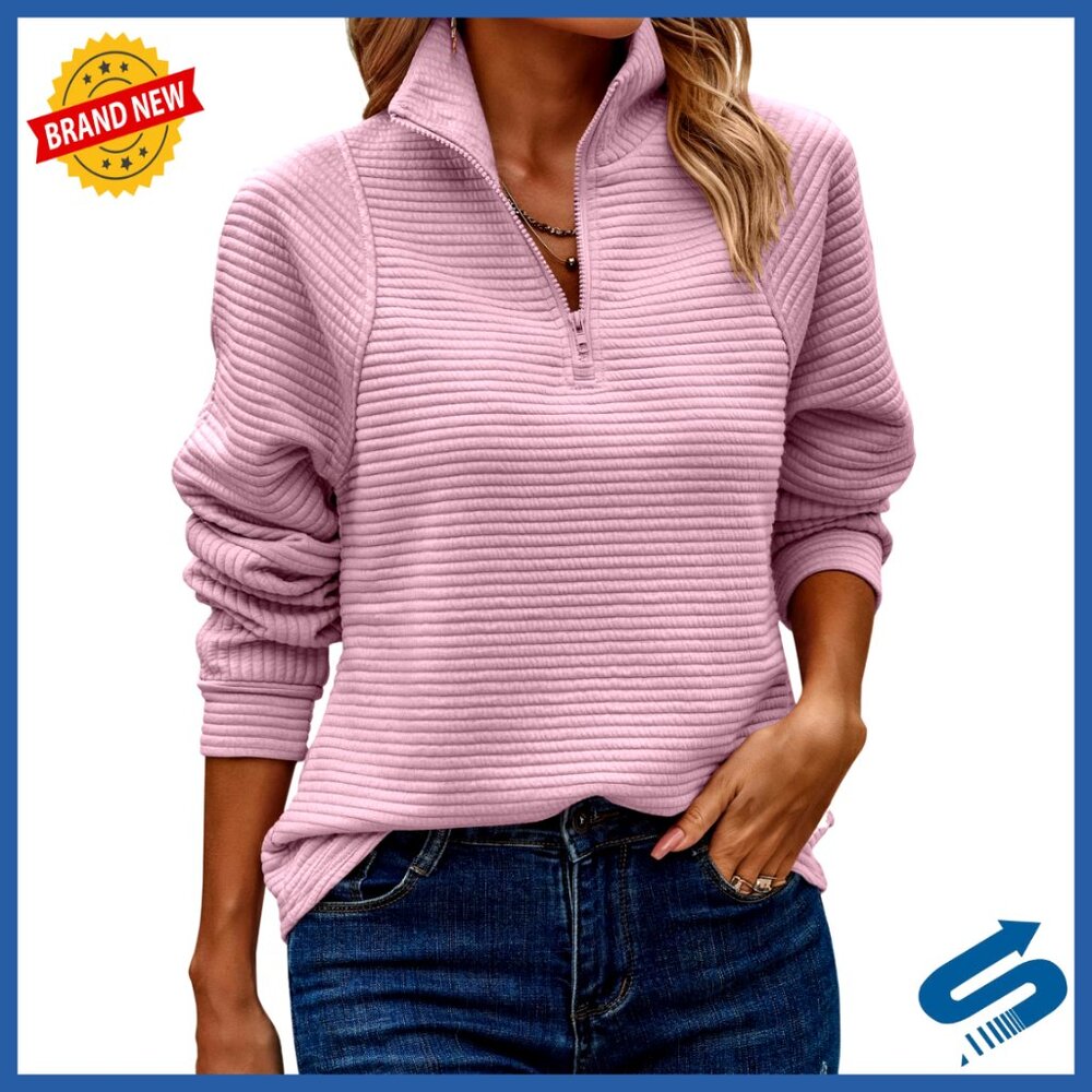 Oversized Quarter Zip Pullover, Lightweight Quilt… - image 1